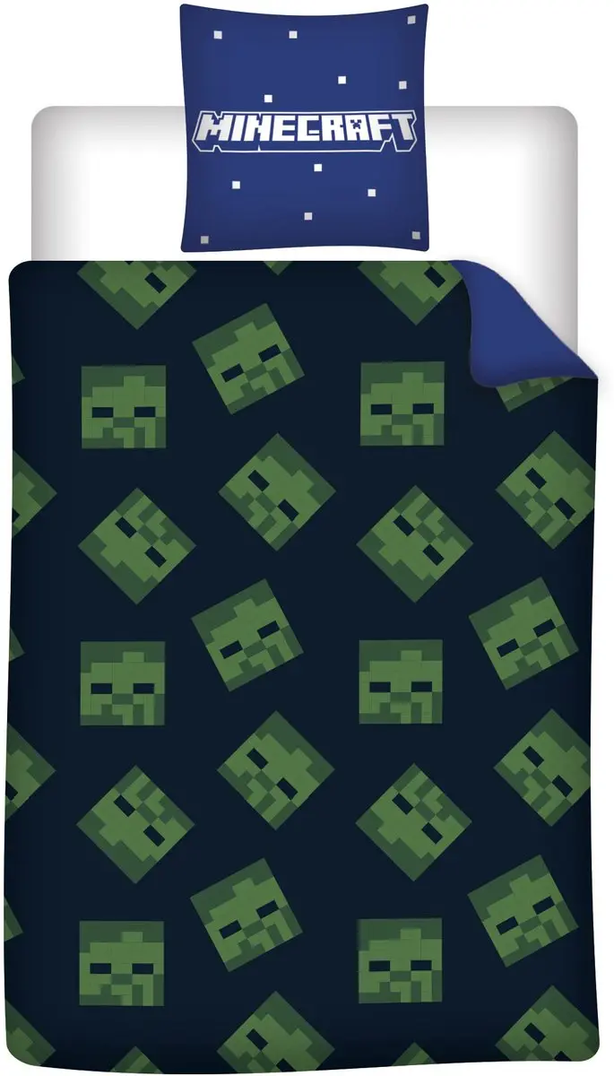Minecraft Dekbedovertrek Fight 140x200cm - Blauw - afbeelding 6 van 6