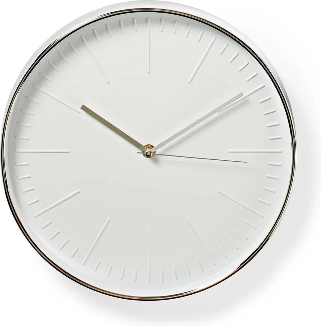 Nedis Ronde wandklok  Diameter 30 cm  Wit & zilver