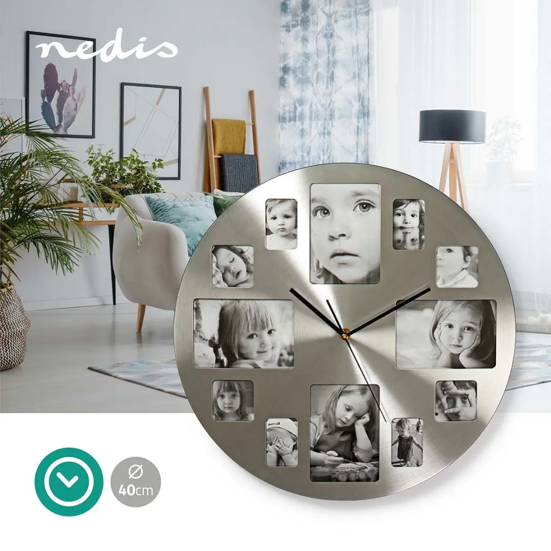 Nedis Wandklok 40cm Metaal - Zilver - afbeelding 3 van 6