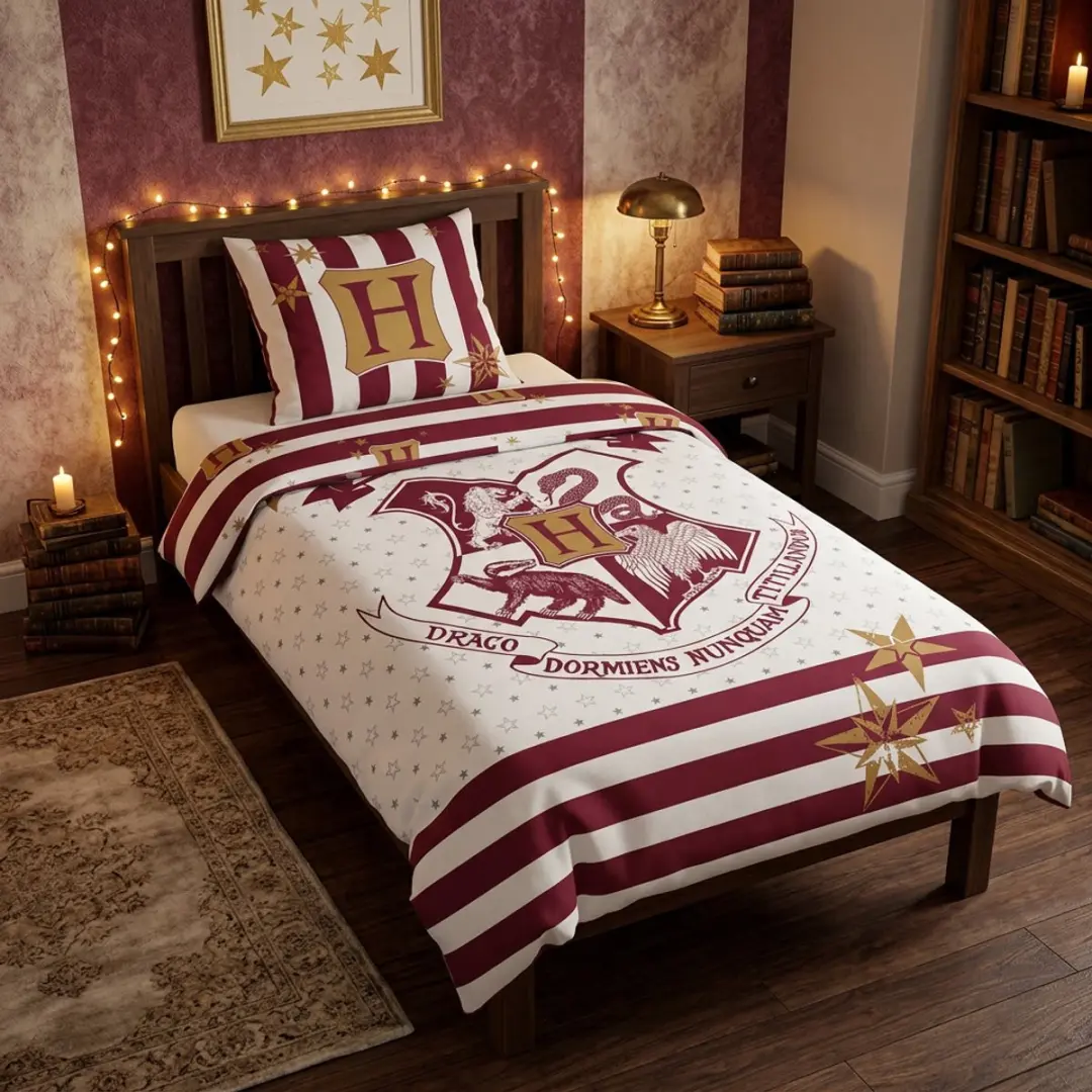 Harry Potter Dekbedovertrek Eenpersoons 140x200cm - Rood - afbeelding 2 van 5