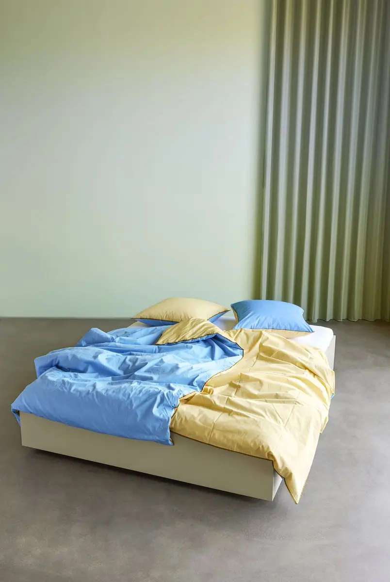 Hübsch Aki Bedlinnen 80/200cm - Blauw/Geel - 1 Kussensloop - afbeelding 6 van 6