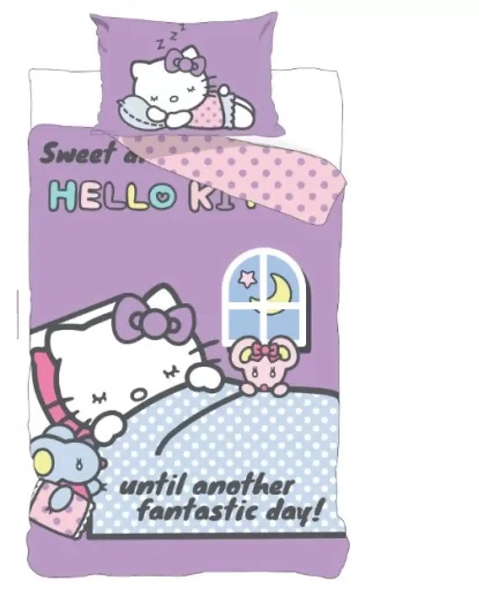 Hello Kitty sleepy Dekbedovertrek 100x135 cm, 40x60 cm
