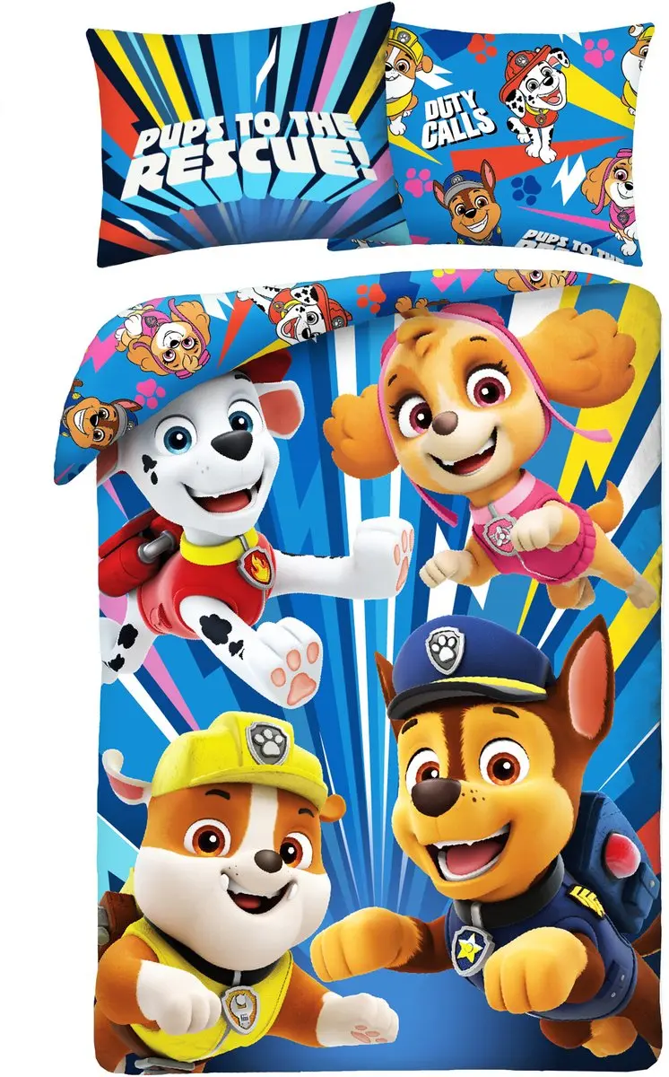 Paw Patrol dekbedovertrek blauw 140 x 200 cm katoen