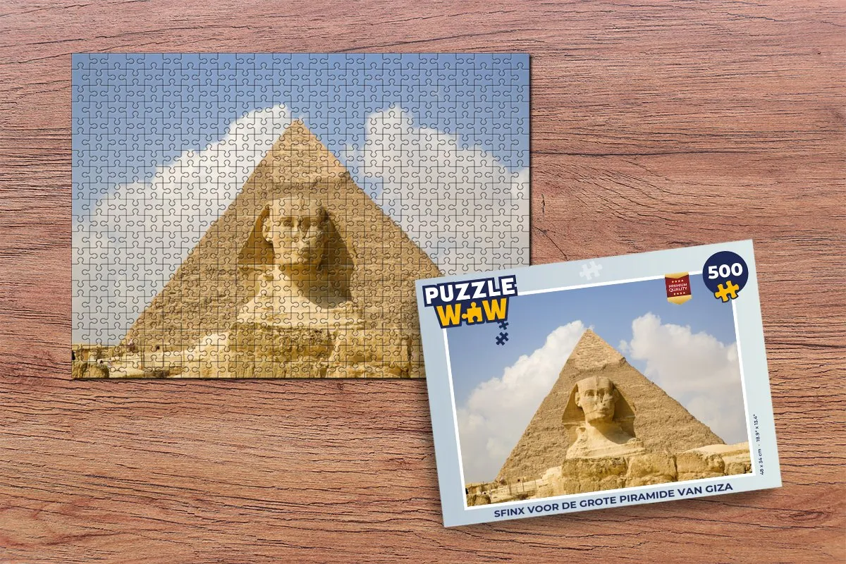 PuzzleWow Sfinx Grote Piramide Giza Legpuzzel 500 Stuks - Multicolor