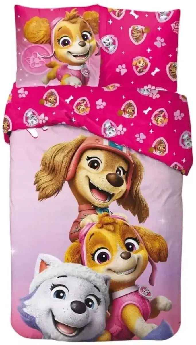 PAW Patrol Dekbedovertrek roze pups 140 x 200 cm