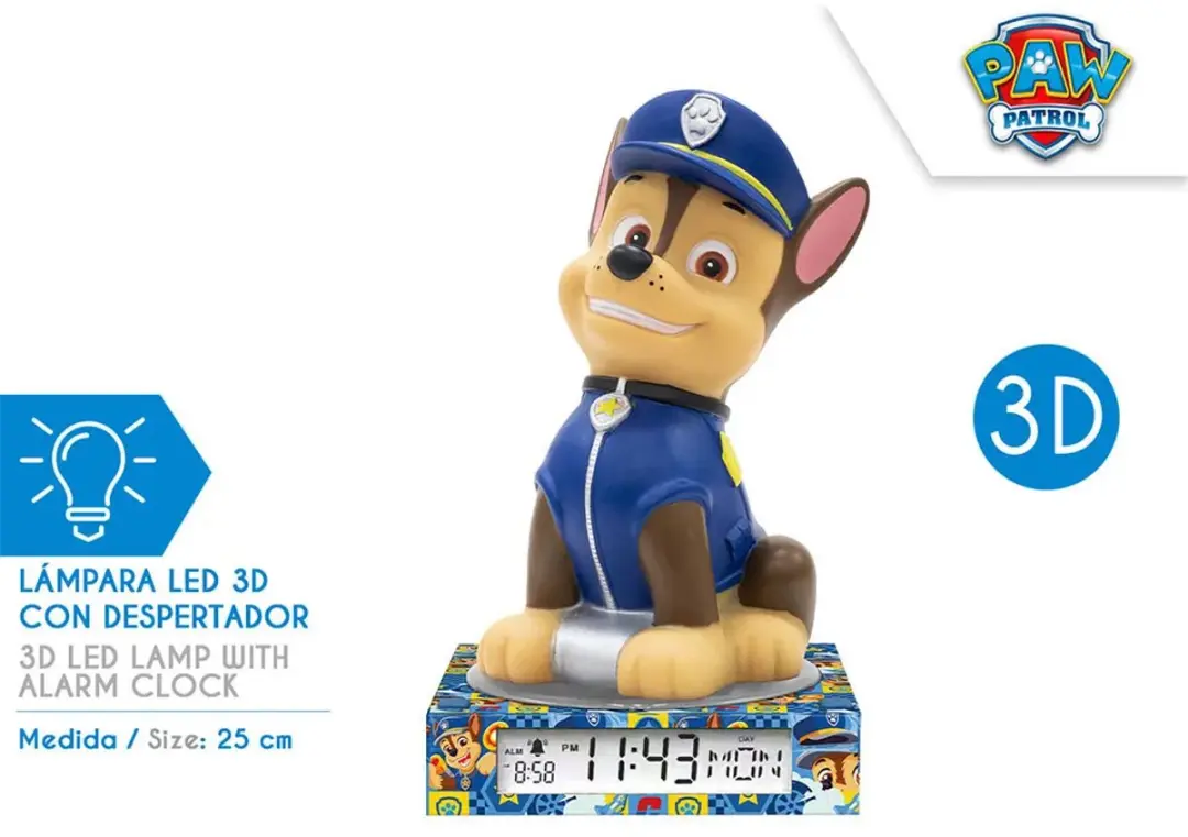 PAW Patrol Digitale Wekkerlamp 25cm - Meerkleurig - afbeelding 4 van 5