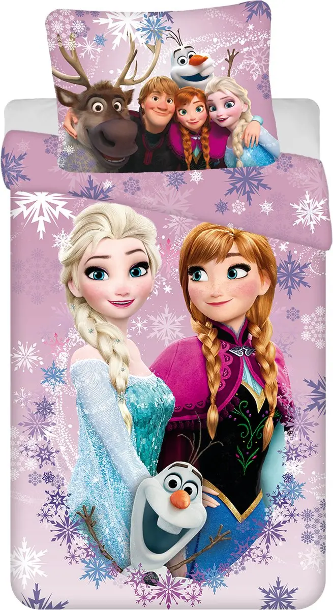 Disney Frozen Dekbedovertrek Snowflakes 140x200cm - Roze