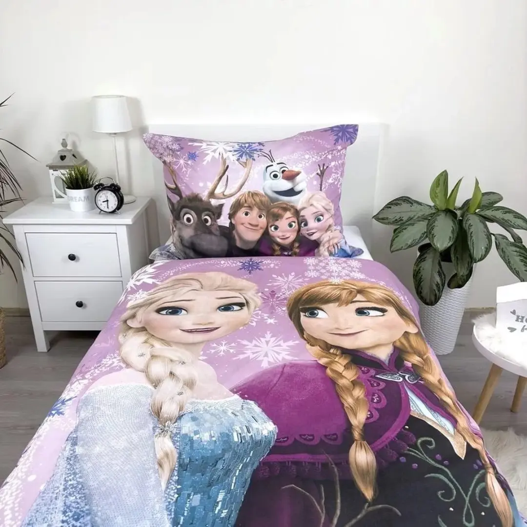 Disney Frozen Dekbedovertrek Snowflakes 140x200cm - Roze - afbeelding 5 van 6