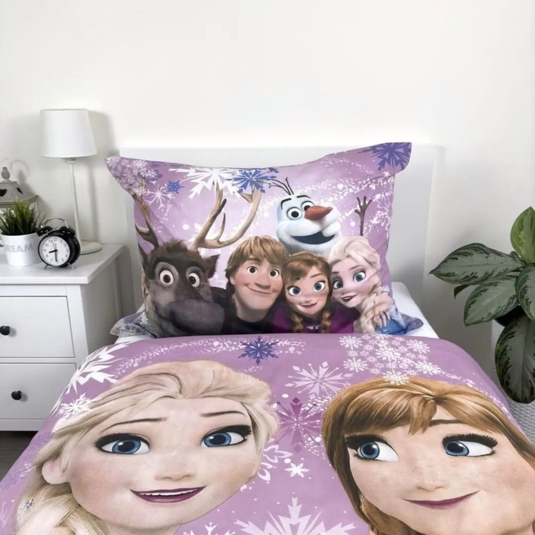 Disney Frozen Dekbedovertrek Snowflakes 140x200cm - Roze - afbeelding 4 van 6
