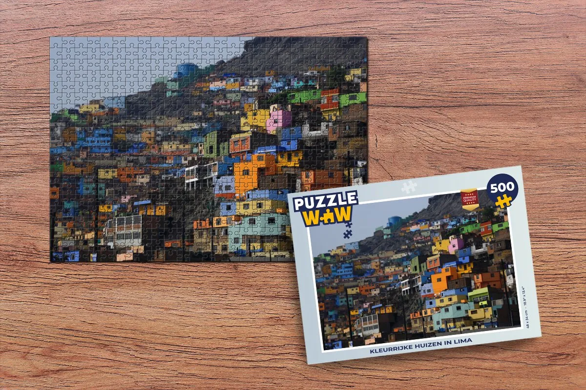 PuzzleWow Kleurrijke huizen in Lima Legpuzzel 500 Stuks