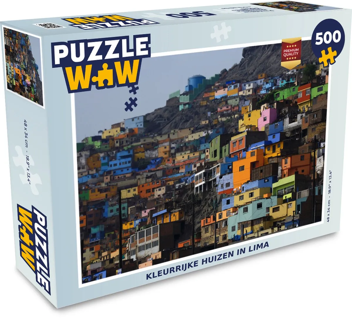 PuzzleWow Kleurrijke huizen in Lima Legpuzzel 500 Stuks - Multicolor