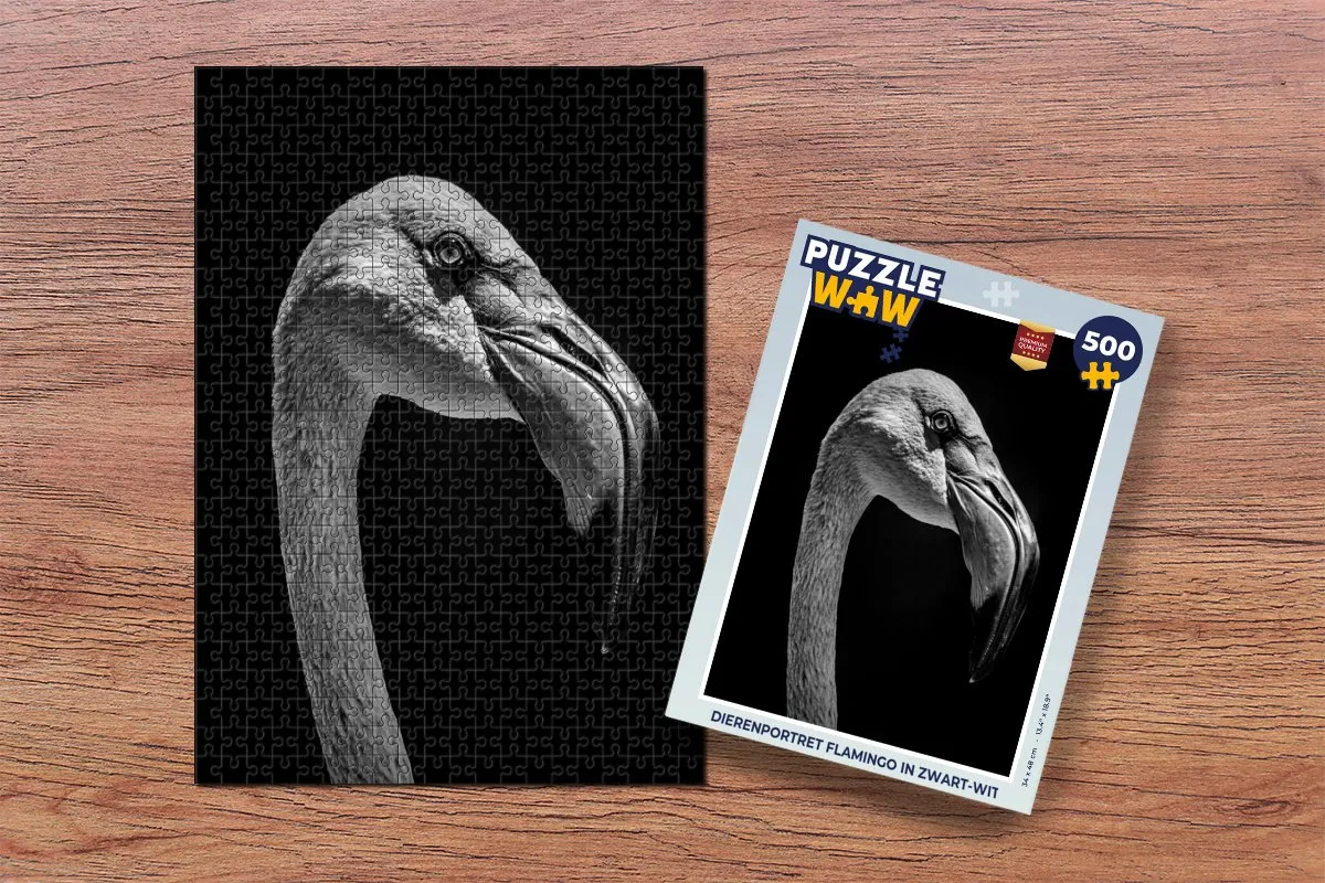 PuzzleWow Dierenportret Flamingo Legpuzzel 500 Stuks - Multicolor