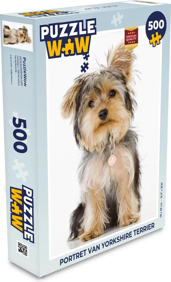 PuzzleWow Legpuzzel Portret van Yorkshire Terrier 500 Stuks - Multicolor