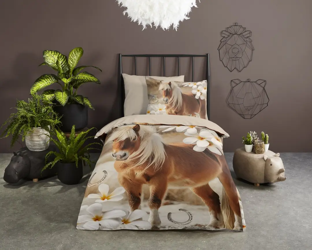 Pure dekbedovertrek paard & bloemen