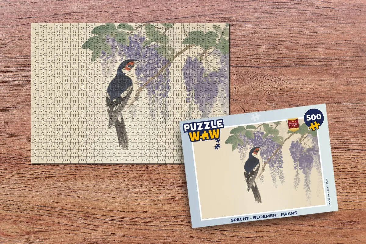 PuzzleWow Specht - Bloemen Legpuzzel 500 Stuks - Paars