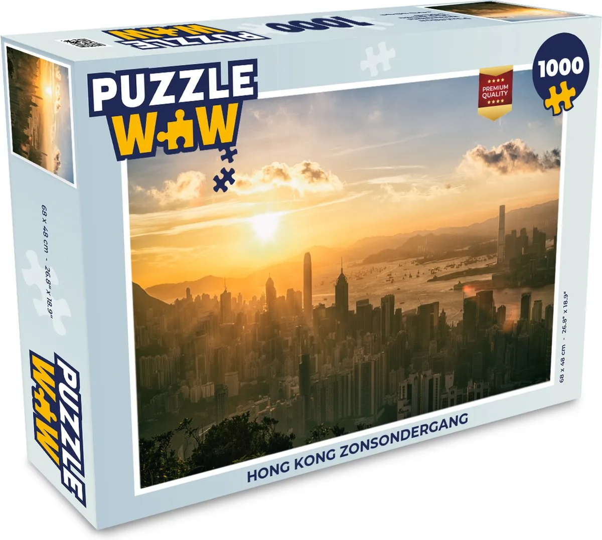PuzzleWow Hong Kong Zonsondergang Legpuzzel 1000 Stuks - Multicolor