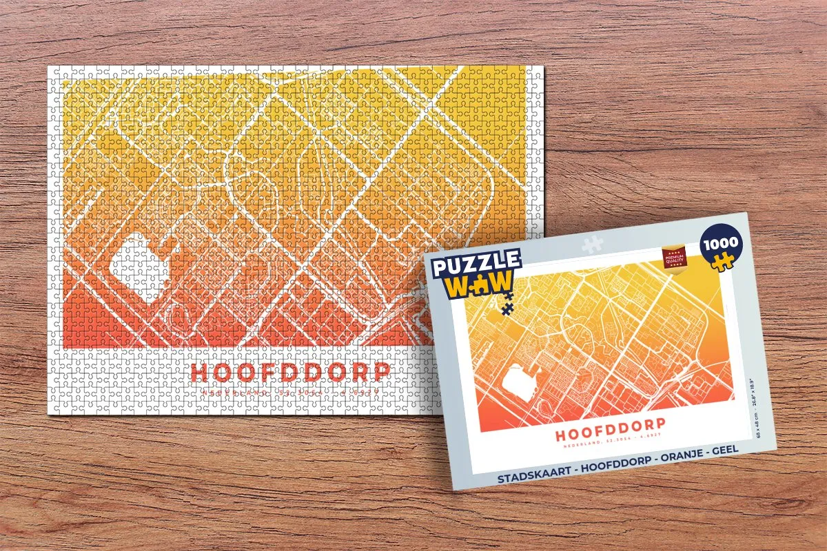 PuzzleWow Stadskaart Hoofddorp Legpuzzel 1000 Stuks - Multicolor