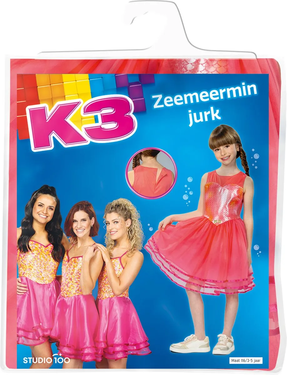 K3 Verkleedjurk Lied van de Zeemeermin - Maat 116 - Roze/Oranje