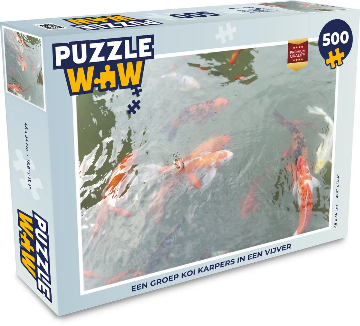PuzzleWow Legpuzzel Koi Karpers Vijver 500 Stuks - Multicolor