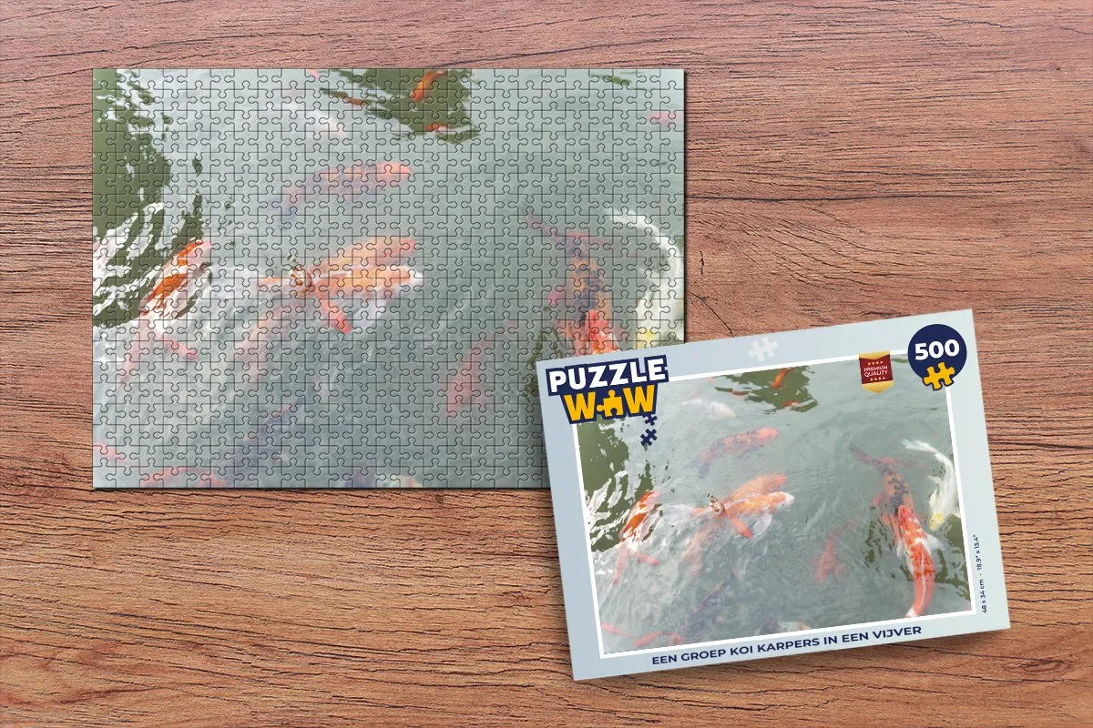 PuzzleWow Legpuzzel Koi Karpers Vijver 500 Stuks - Multicolor