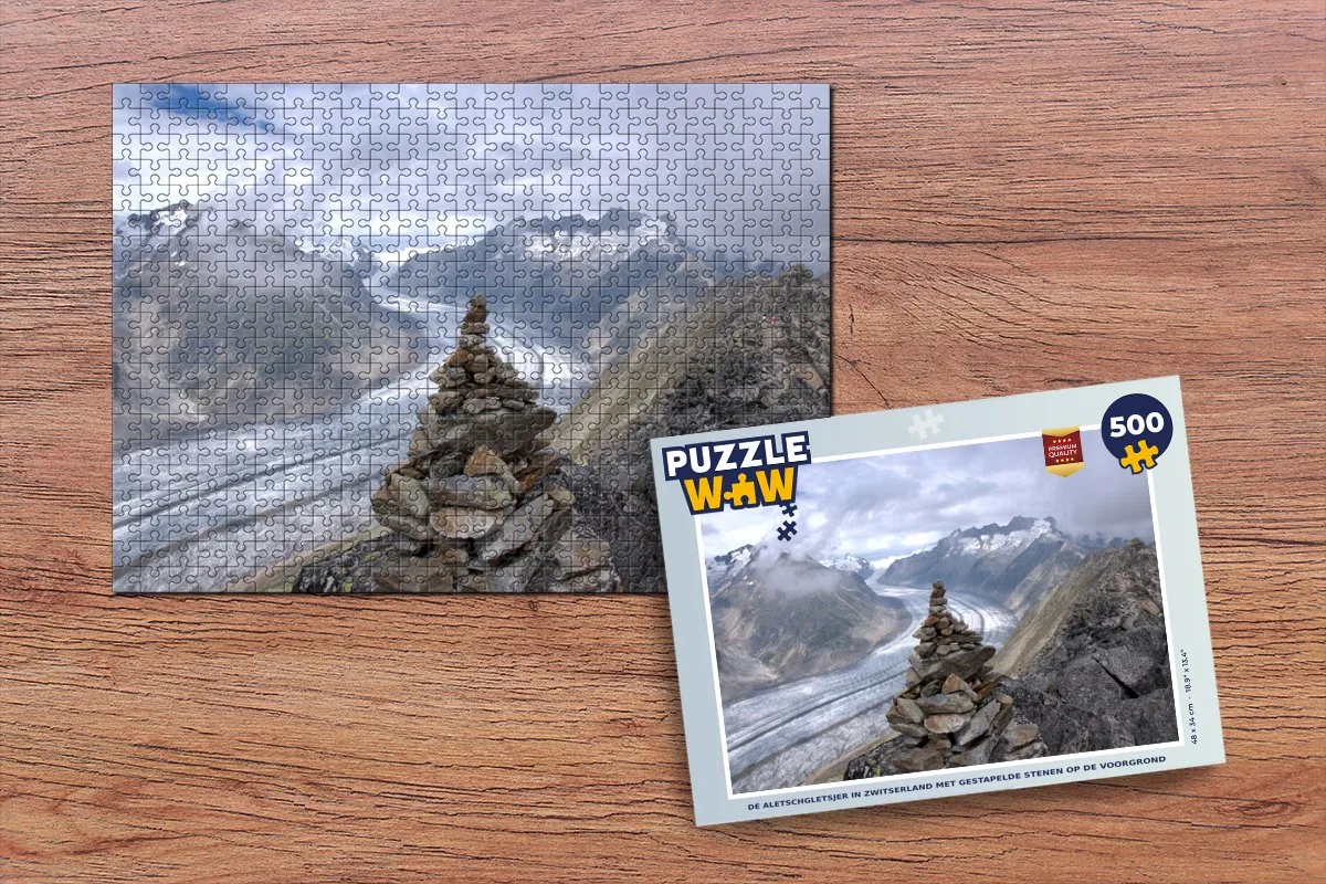 PuzzleWow Legpuzzel De Aletschgletsjer Zwitserland 500 Stuks - Multicolor