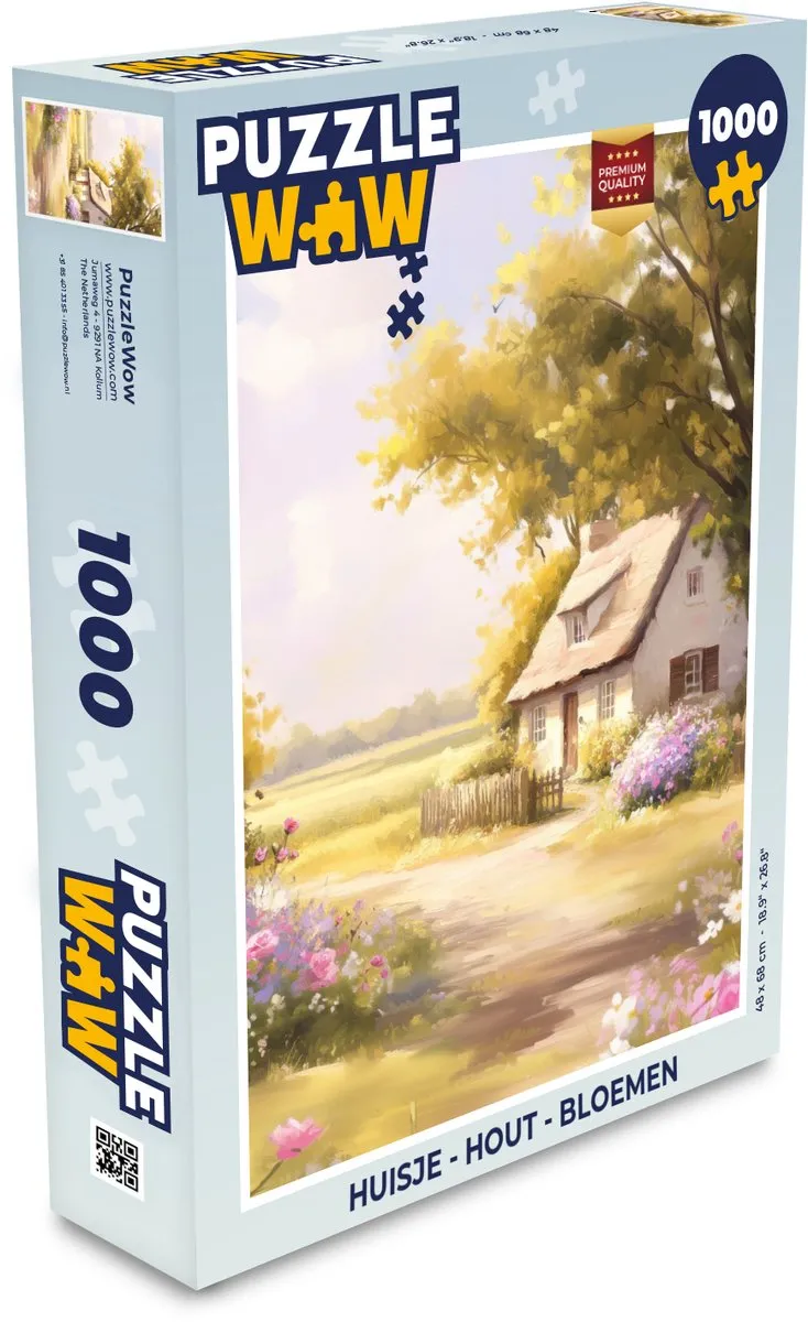 PuzzleWow Huisje Bloemen Legpuzzel 1000 Stuks