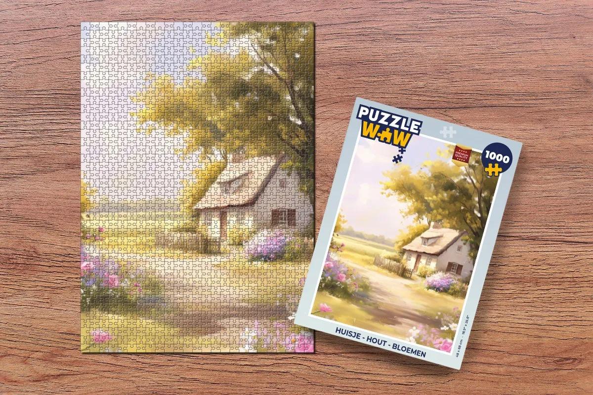 PuzzleWow Huisje Bloemen Legpuzzel 1000 Stuks - Landschap