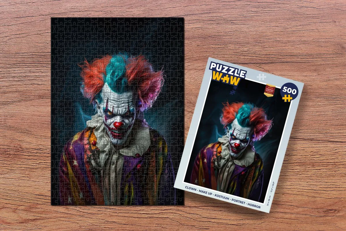 PuzzleWow Clown Make-up Kostuum Horror Legpuzzel 500 Stuks - Multicolor