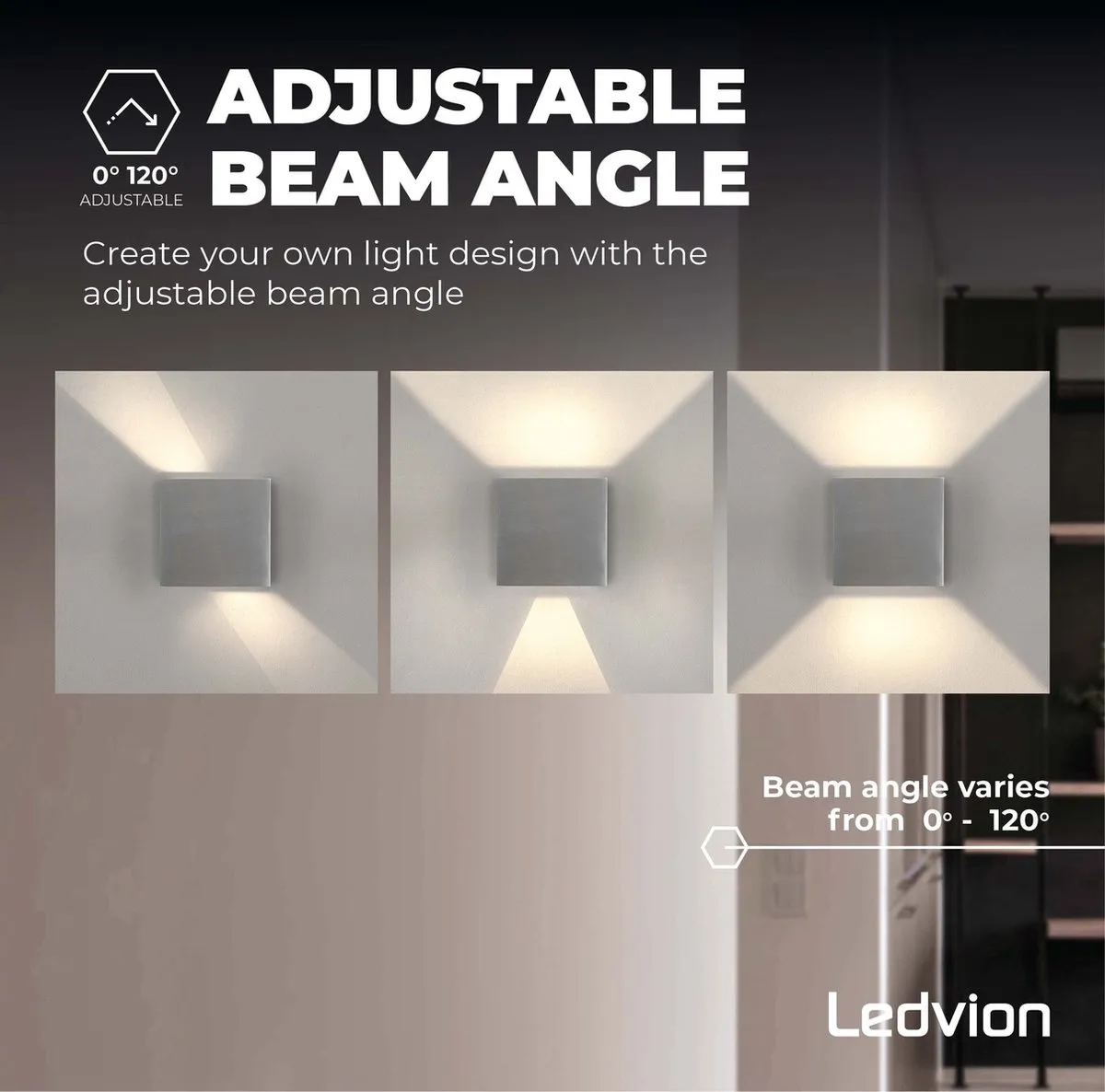 LEDVION LED Wandlamp Dimbaar 3.5W 2700K - Zwart - afbeelding 6 van 6