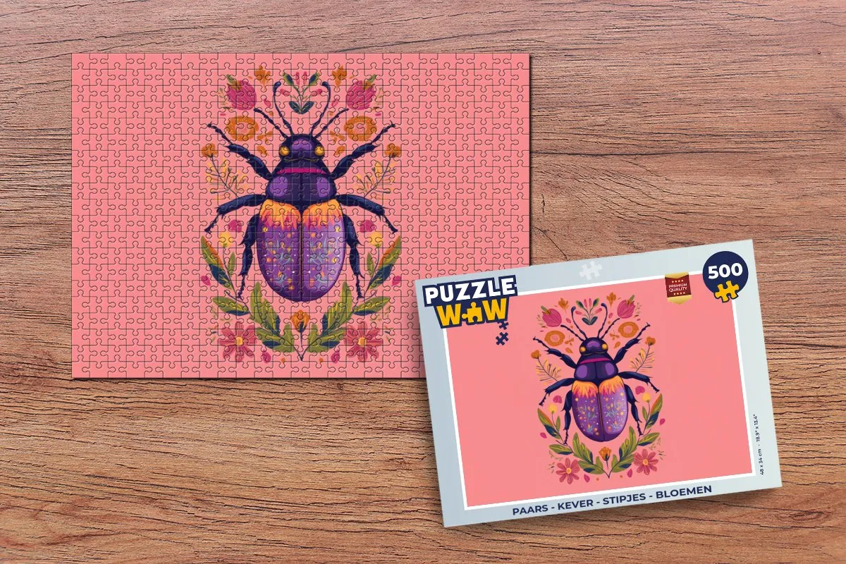 PuzzleWow Kever Bloemen Legpuzzel 500 Stuks - Paars
