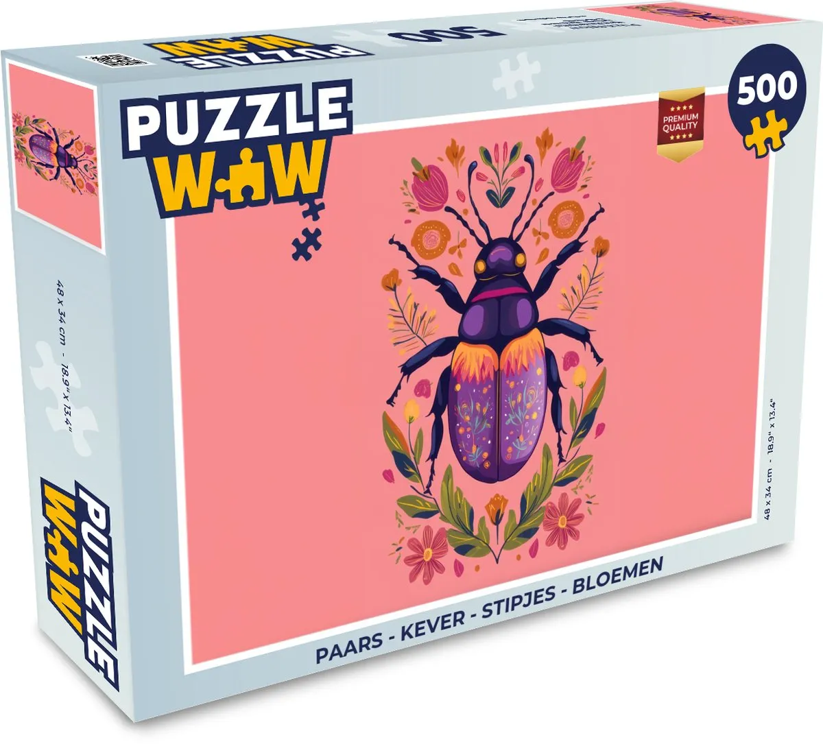 PuzzleWow Kever Bloemen Legpuzzel 500 Stuks - Paars