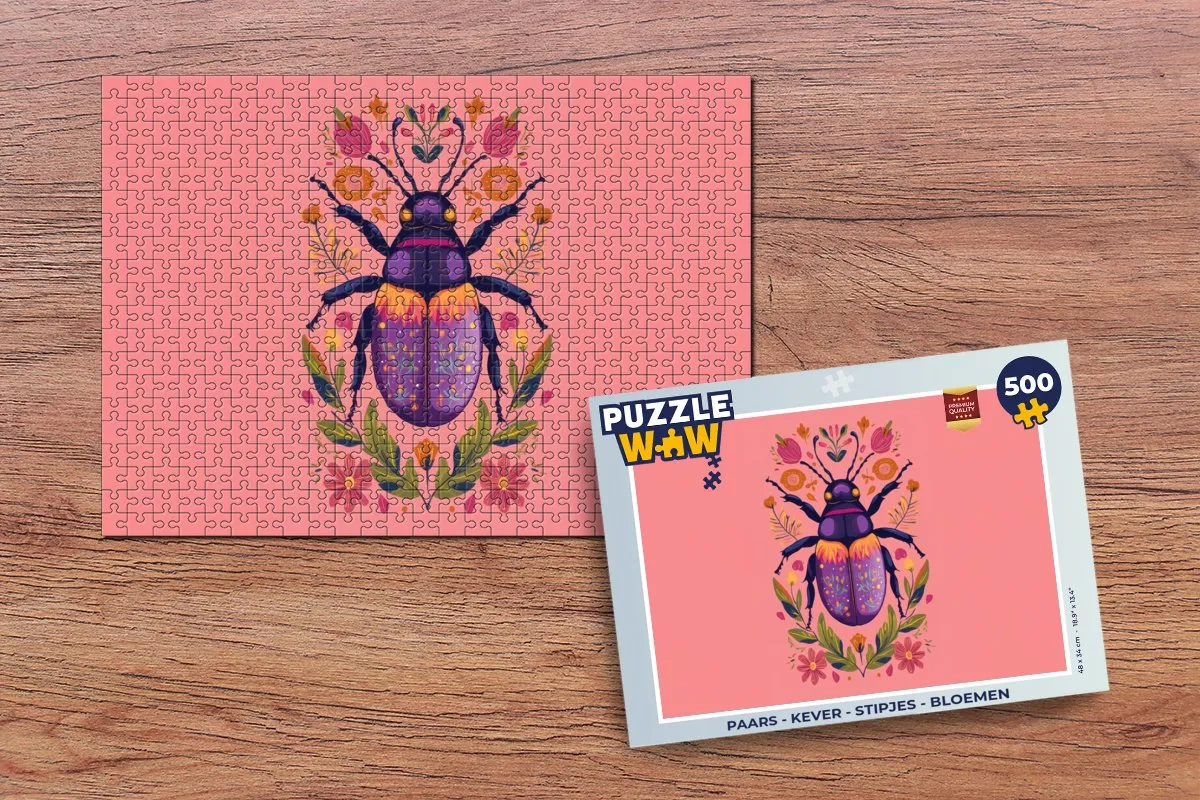 PuzzleWow Kever Bloemen Legpuzzel 500 Stuks - Paars