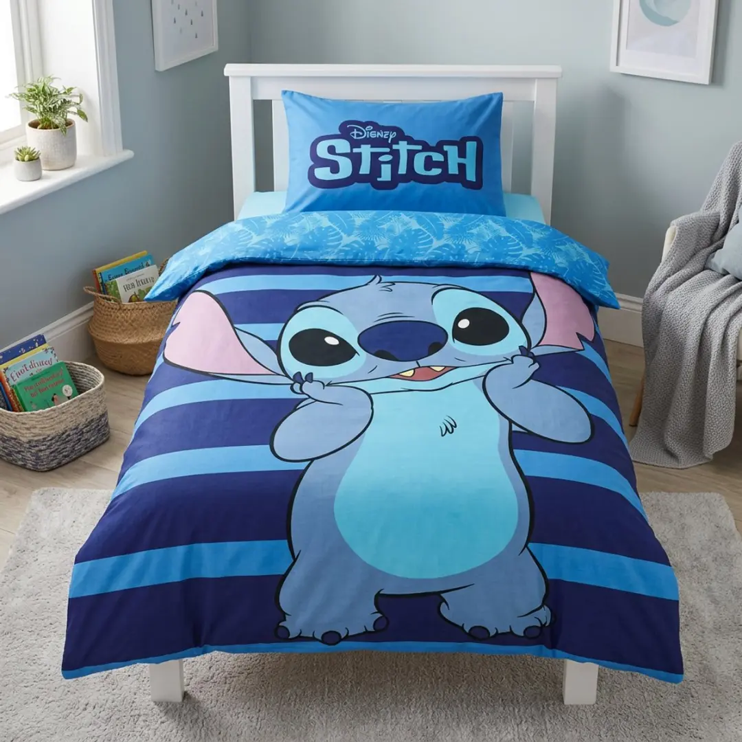 Lilo & Stitch Dekbedovertrek Eenpersoons 140x200cm - Donkerblauw - afbeelding 3 van 3