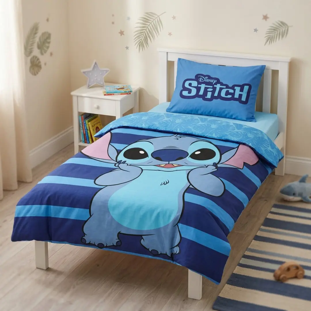 Lilo & Stitch Dekbedovertrek Eenpersoons 140x200cm - Donkerblauw - afbeelding 2 van 3