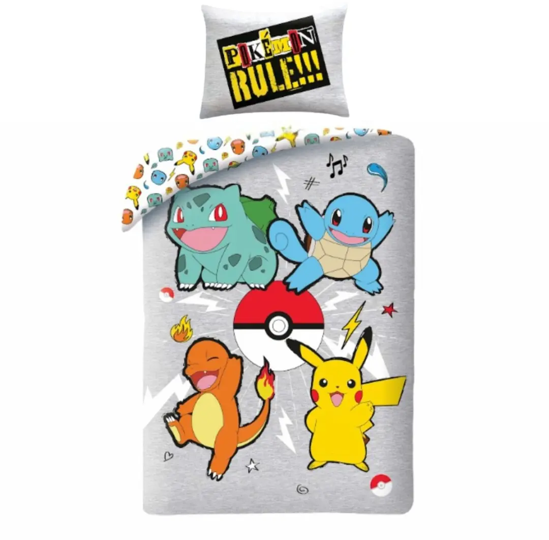 Pokémon Dekbedovertrek 140x200cm - Grijs