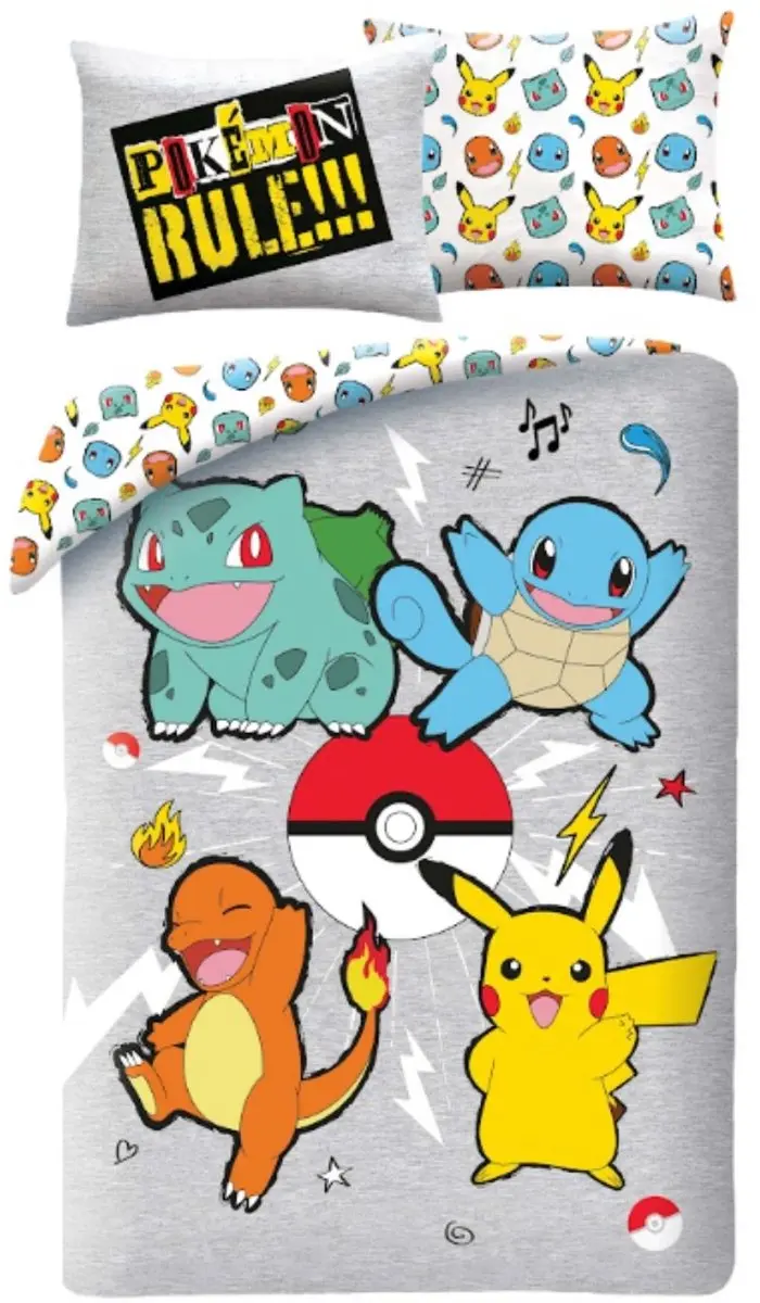 Pokémon Dekbedovertrek 140x200cm - Grijs - afbeelding 2 van 2