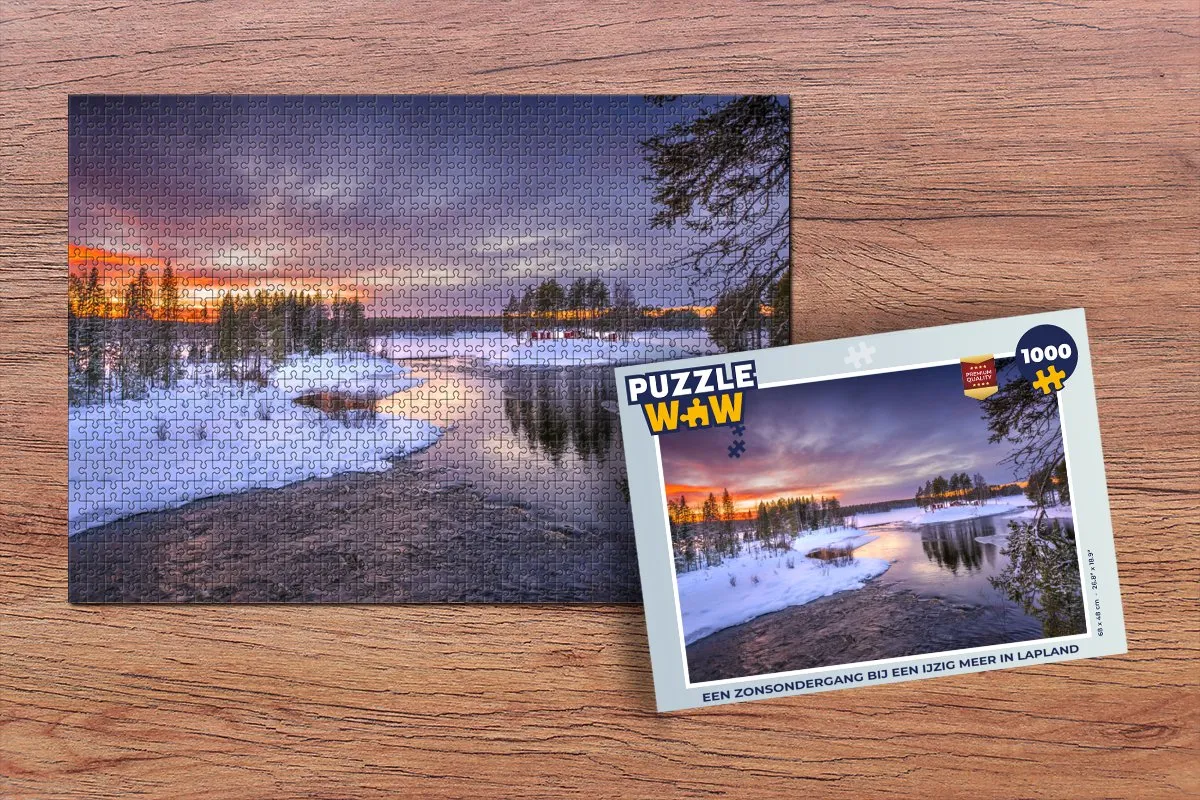 PuzzleWow Legpuzzel Lapland Zonsondergang 1000 Stuks - Multicolor