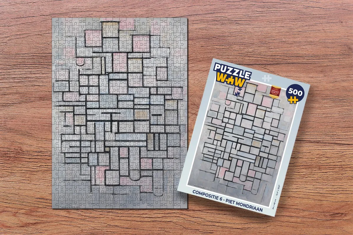 PuzzleWow Compositie 6 Piet Mondriaan Legpuzzel 500 Stuks - Multicolor