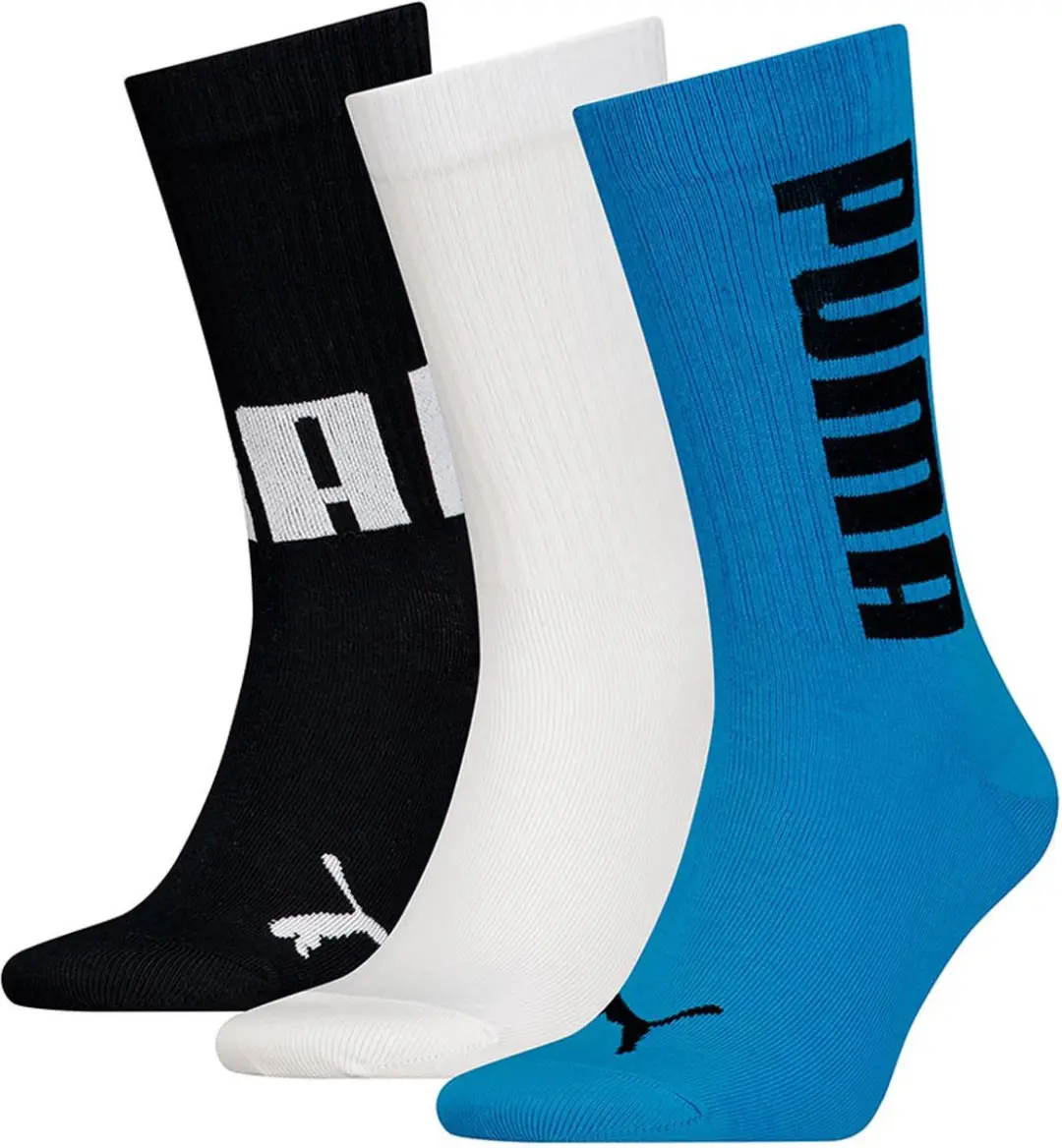 PUMA Unisex Big Logo Crew Sokken 3-Pack