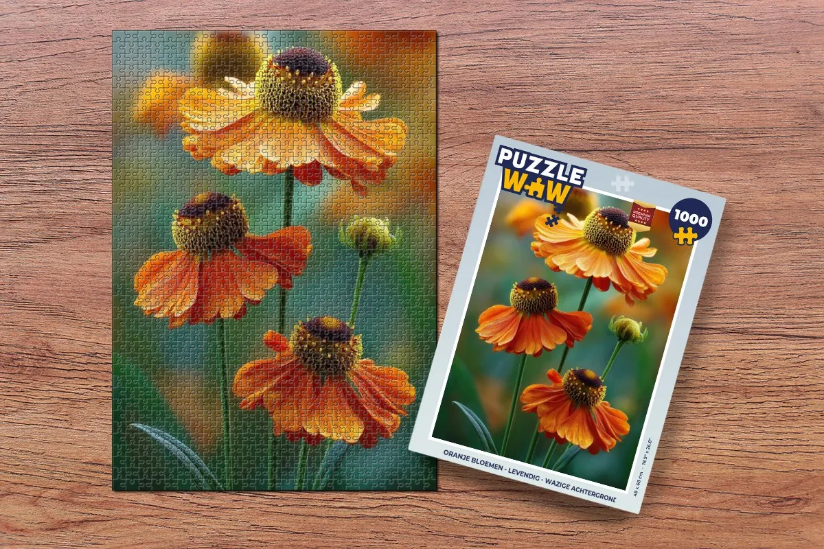 PuzzleWow Legpuzzel 1000 Stuks - Oranje Bloemen