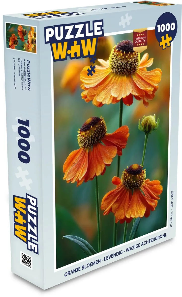 PuzzleWow Legpuzzel 1000 Stuks - Oranje Bloemen