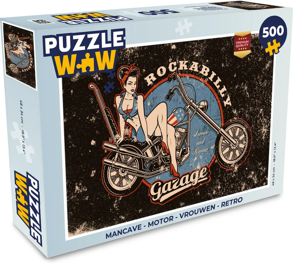 PuzzleWow Mancave Motor Vrouwen Retro Legpuzzel 500 Stuks