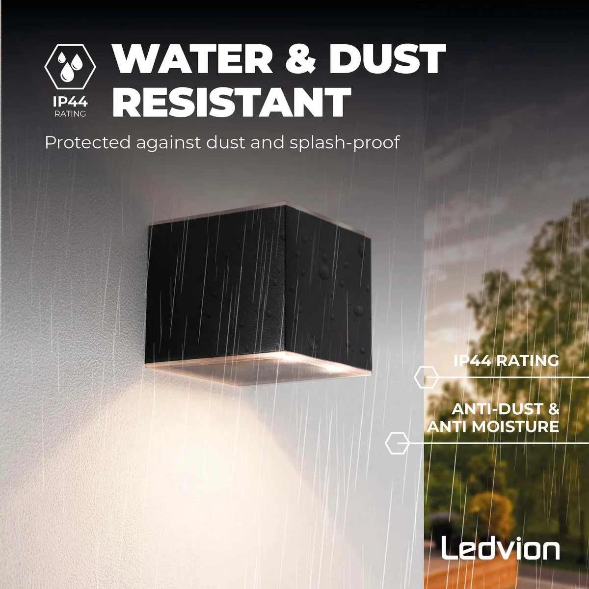 Ledvion Solar LED Wandlamp 2W - 60L - 3000K - Zwart