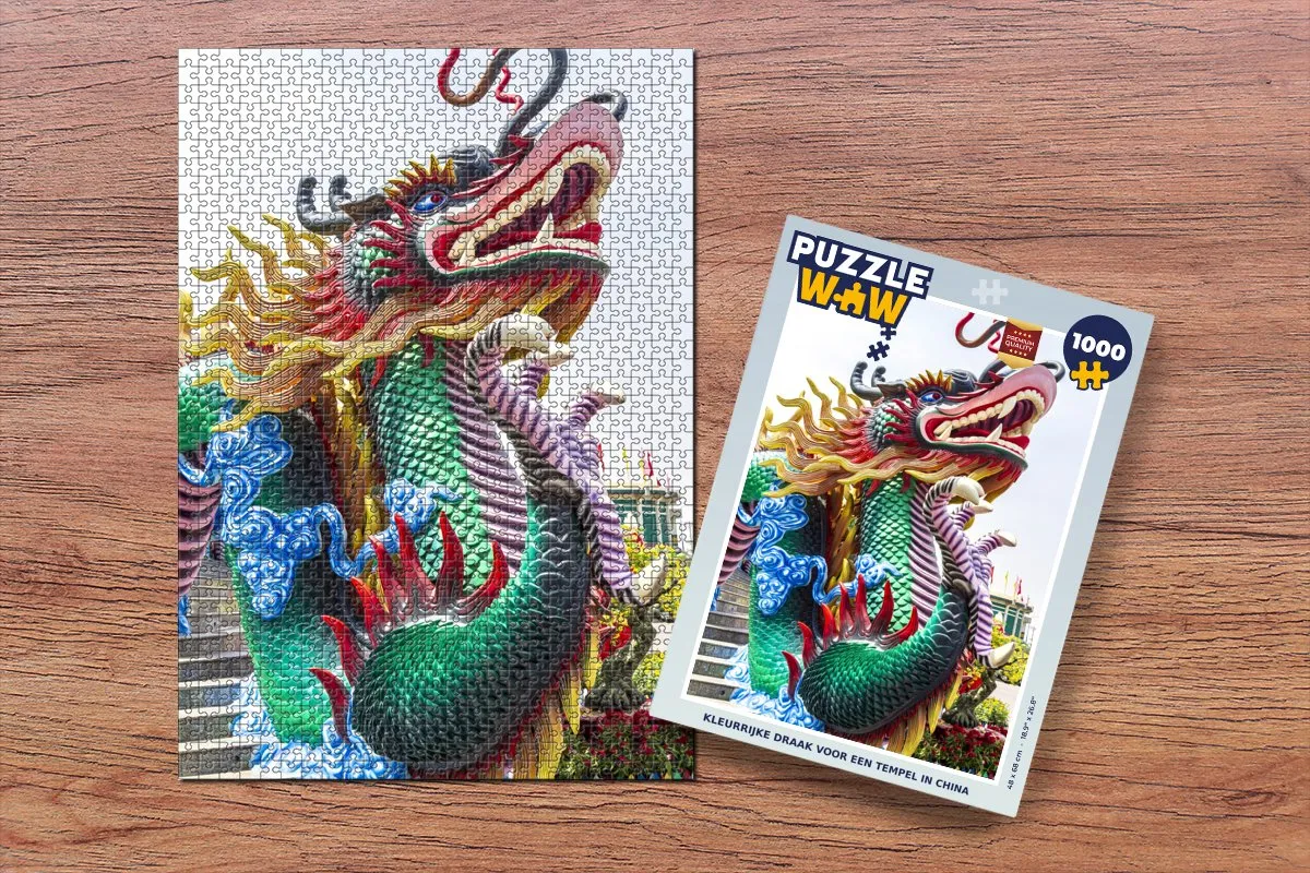 PuzzleWow Legpuzzel Kleurrijke Draak 1000 Stuks - Multicolor