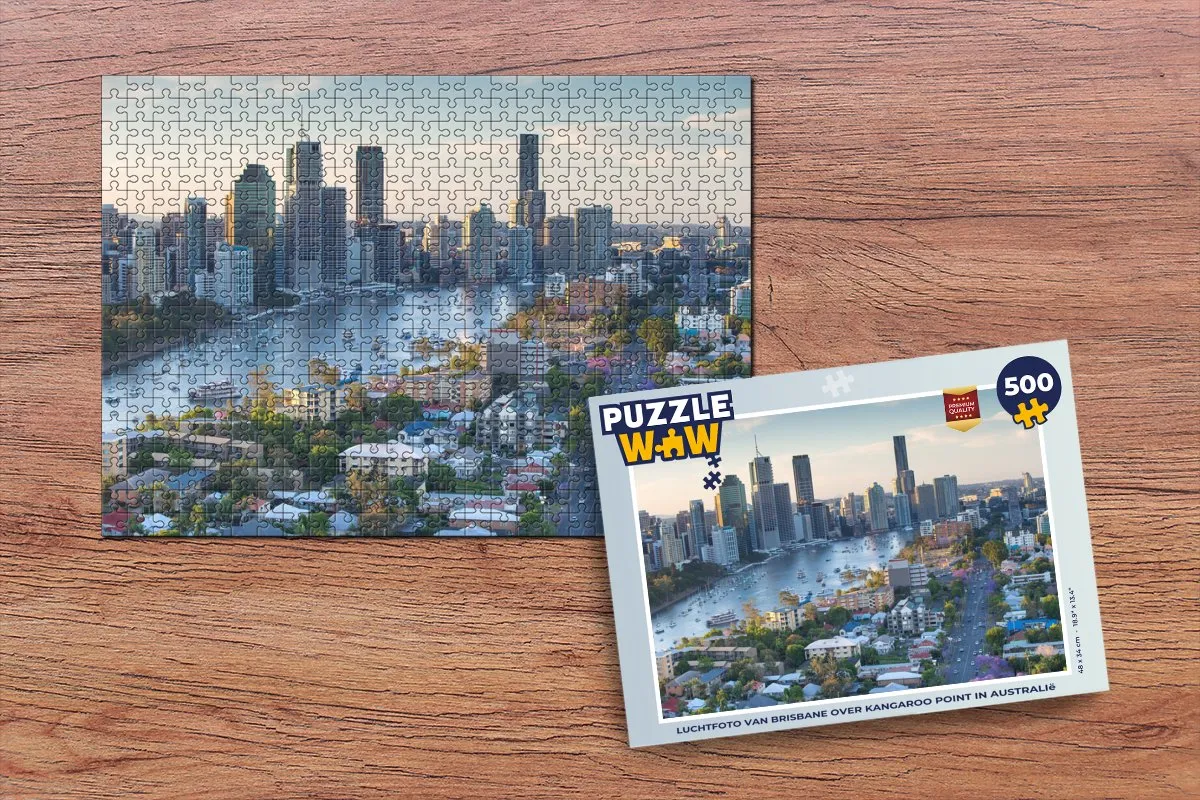 PuzzleWow Brisbane Kangaroo Point Luchtfoto - Legpuzzel 500 Stuks - Multicolor