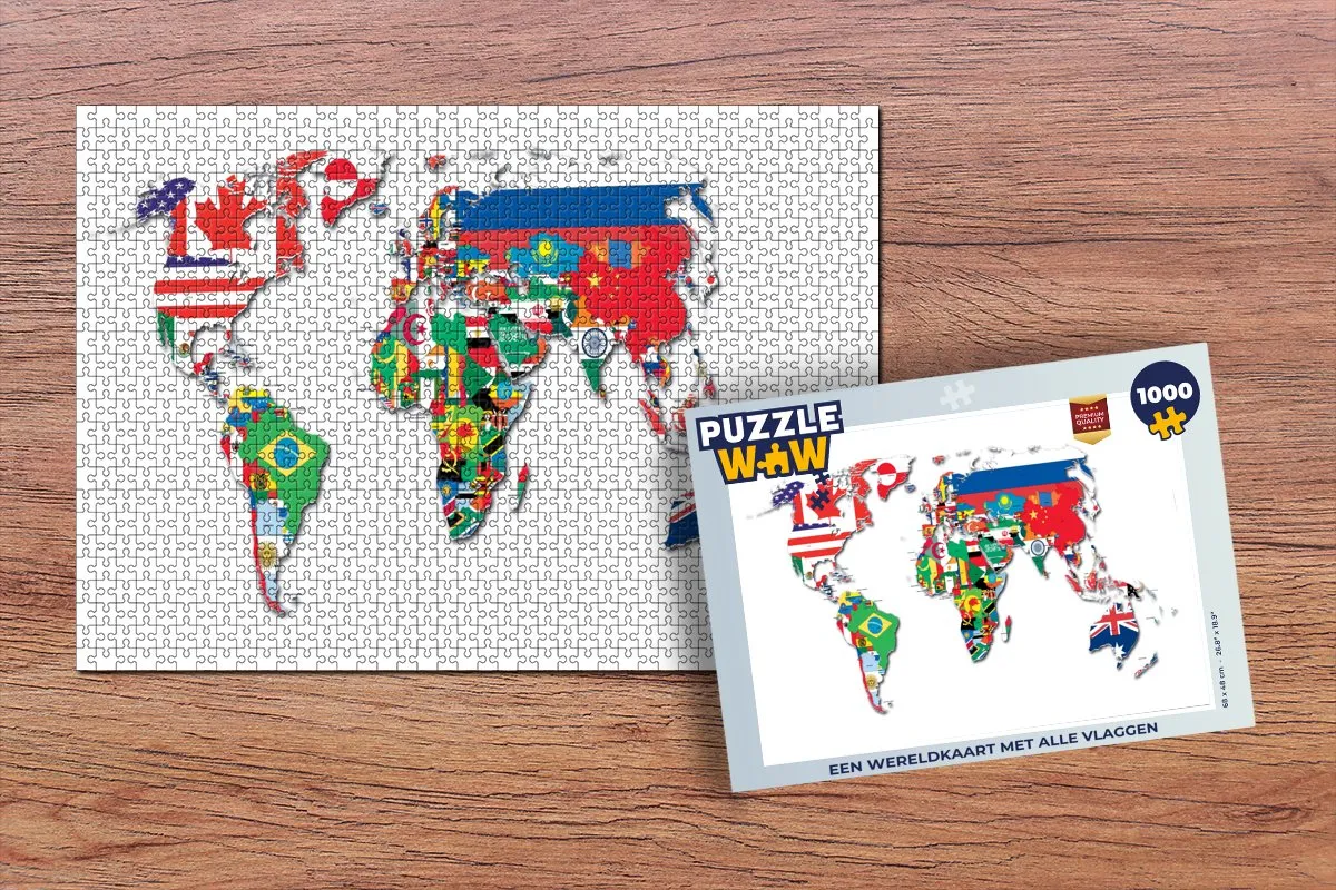 PuzzleWow Wereldkaart Legpuzzel 1000 Stuks - Multicolor