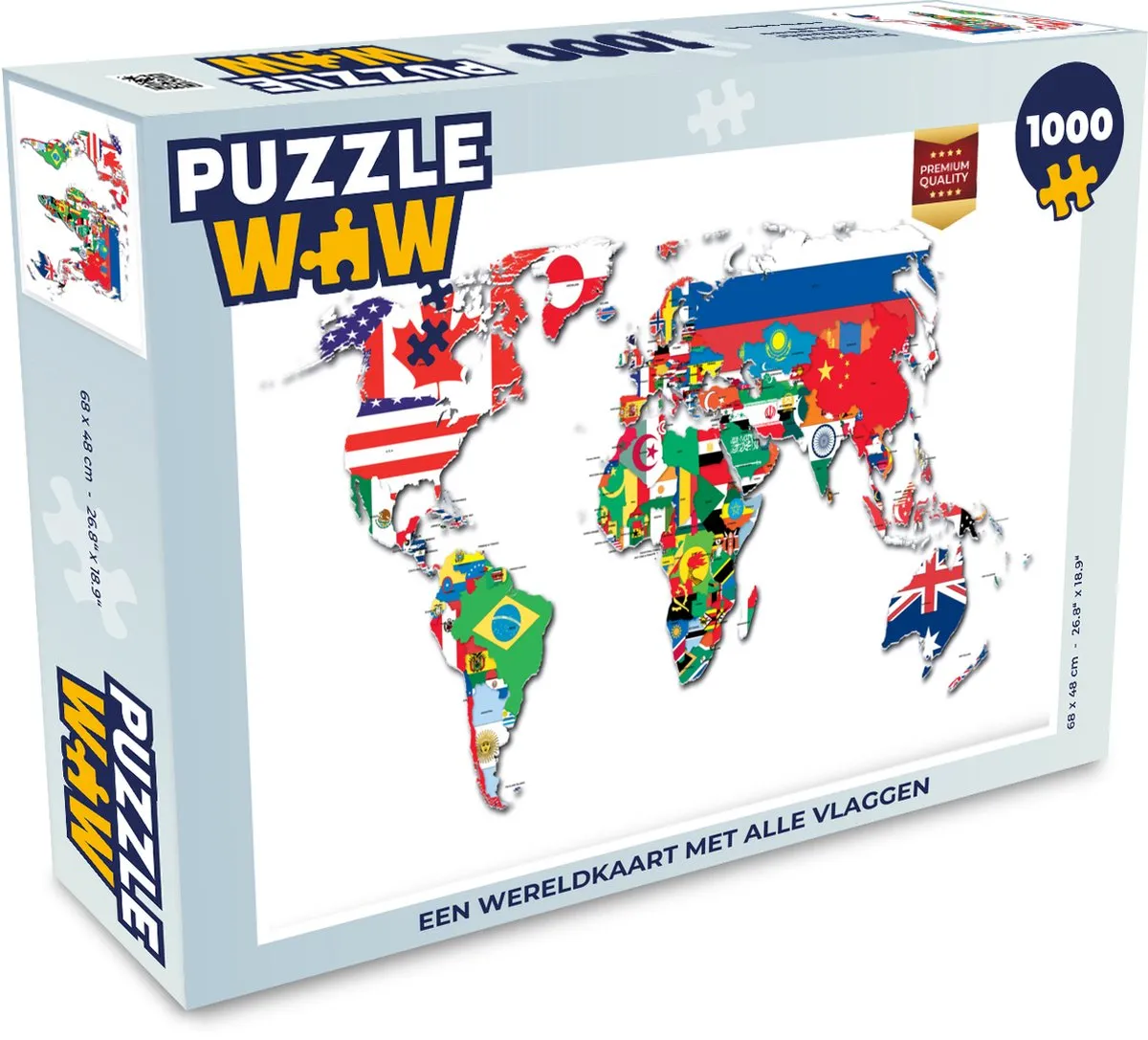 PuzzleWow Wereldkaart Legpuzzel 1000 Stuks