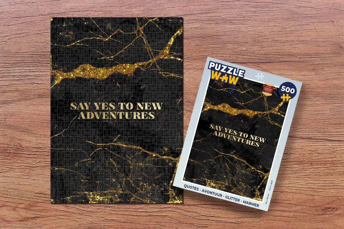 PuzzleWow Quotes Avontuur Glitter Marmer Legpuzzel 500 Stuks - Multicolor
