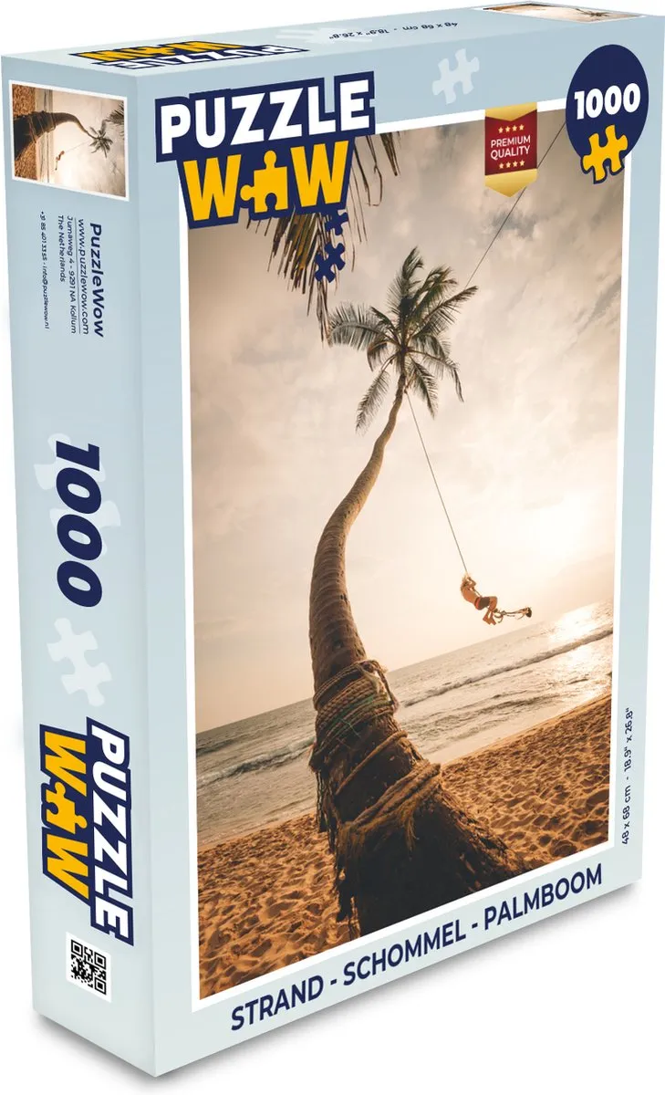 PuzzleWow Strand Schommel Palmboom Legpuzzel 1000 Stuks - Multicolor