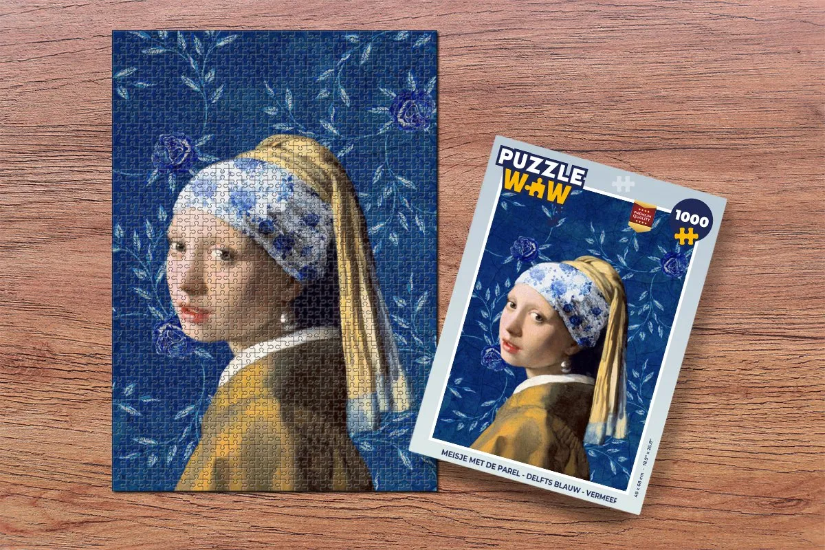 PuzzleWow Vermeer Meisje met de parel Legpuzzel 1000 Stuks - Multicolor